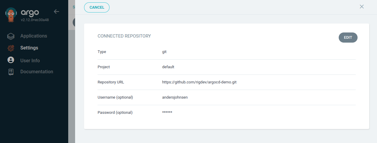 Configure Repo in Argo